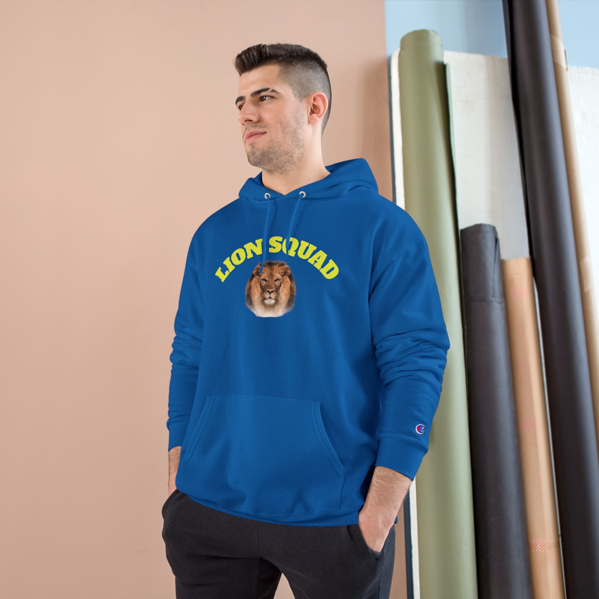 Lion Squad Hoodie — Lion Face Graphic Champion Hoodie