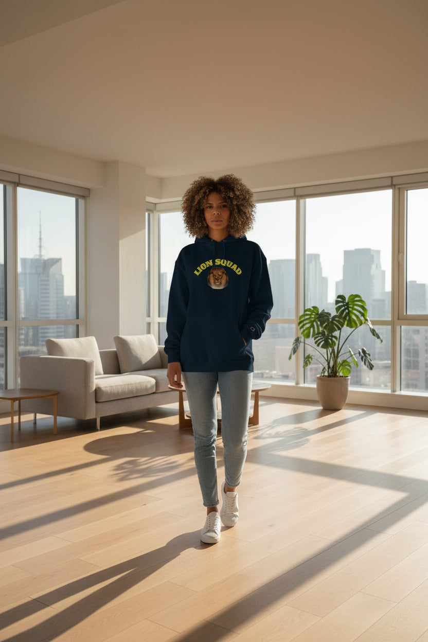 Lion Squad Hoodie — Lion Face Graphic Champion Hoodie