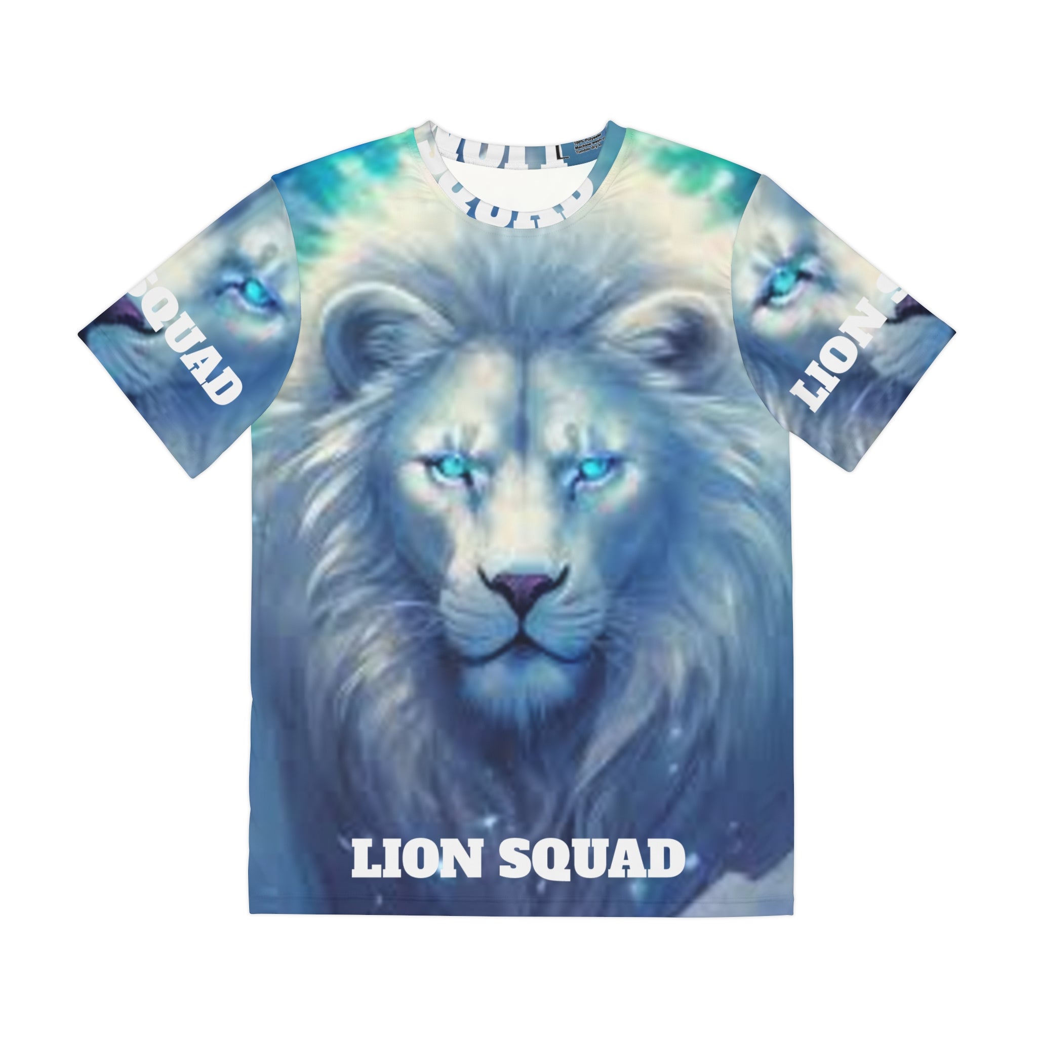 Lion Squad All-Over Print Tee — Blue Mystic Lion Graphic Shirt