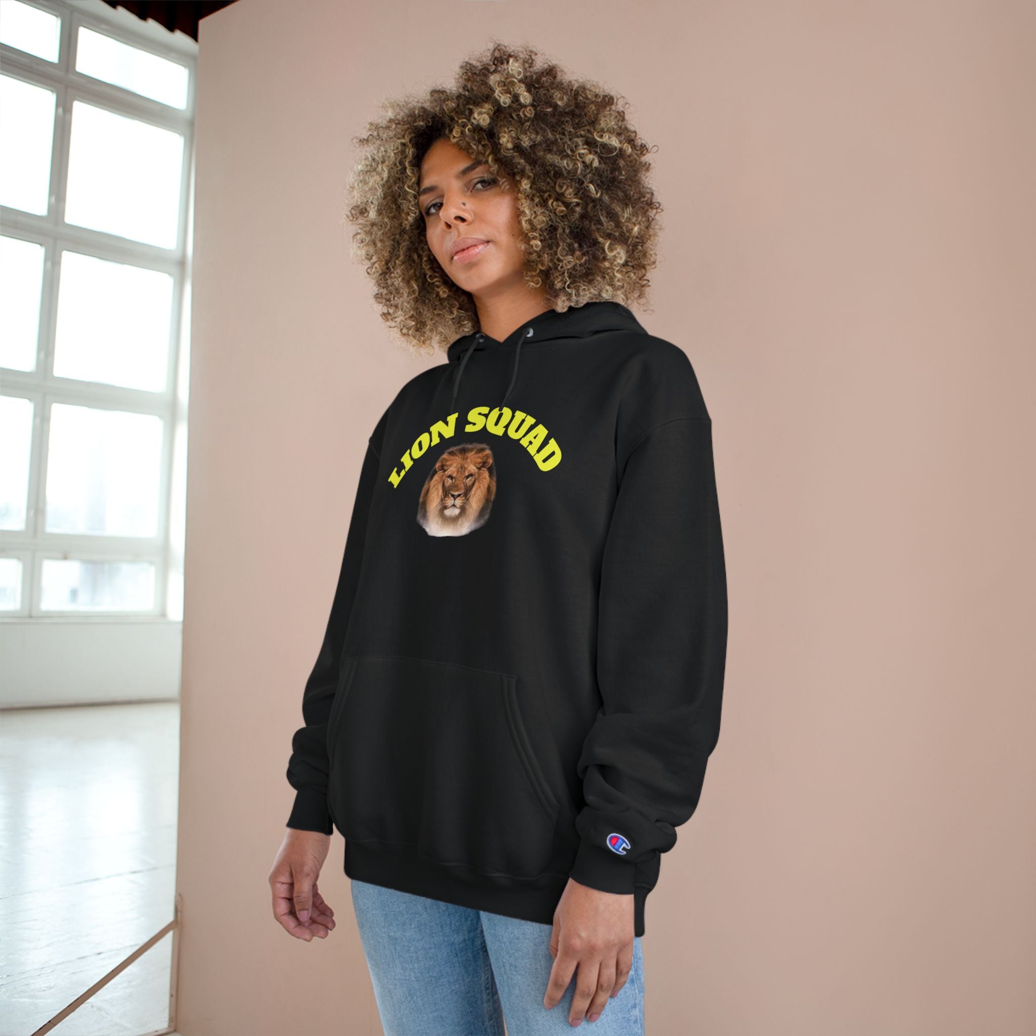 Lion Squad Hoodie — Lion Face Graphic Champion Hoodie